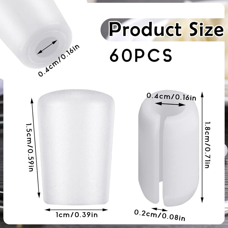 Romooa 60 Pieces Rubber Feet for Grid Sink Protector Rubber Grid Kitchen Sink Wire Protective Rack Feet Grate Wire Bumper Replacement Protector Parts for Kitchen Rack(White) - Image 2